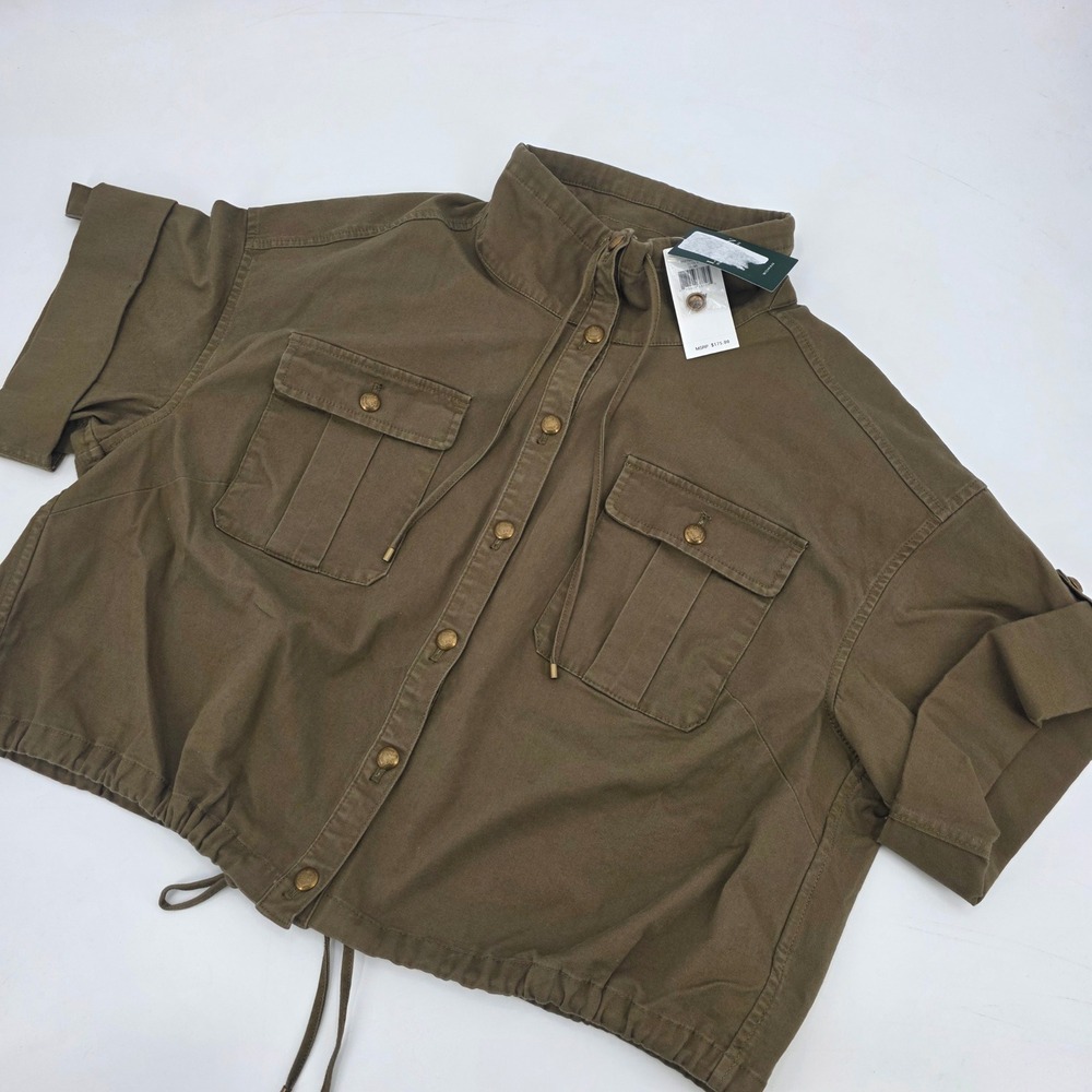 RALPH LAUREN SAFARI UTILITY JACKET WOMENS 18W GREEN CROPPED CARGO NEW WITH TAGD